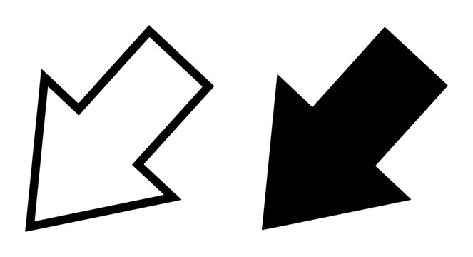Two Downward Arrows, Outline and Solid Fill, Vector Icons for Direction and Navigation, Graphic Elements