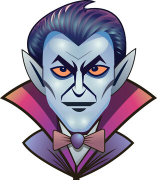 Vampire head count dracula character halloween vector illustration for sticker and print