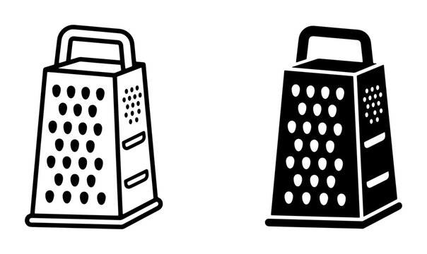 Kitchen Grater Icons, Food Preparation Tools, Culinary Equipment, Cooking Utensils, Vector Graphics for Recipes and Kitchenware Design