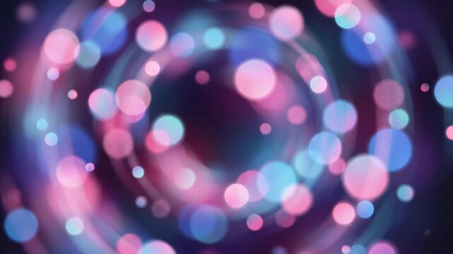 Mysterious luxury background featuring soft pink and blue blurred circles moving smoothly through layered depth with luminous haze, creating a dreamy mesmerizing seamless loop.