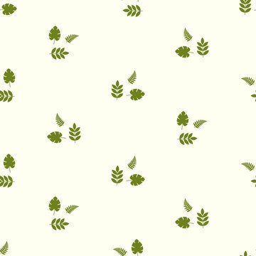 small autumn leaves seamless pattern on cream white background