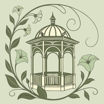 Decorative garden gazebo with floral vine accents floral design outdoor structure greenery