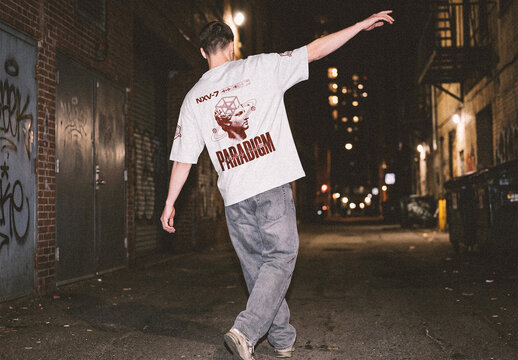 Oversized T-Shirt Alley Mockup