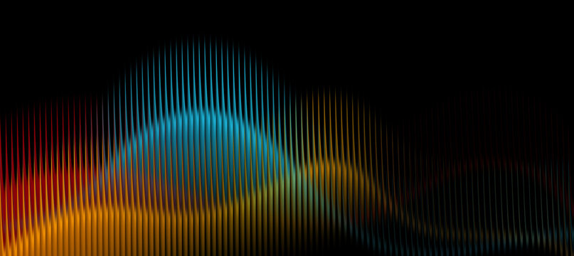 3d rendering, abstract sound wave visualization background with neon gradient