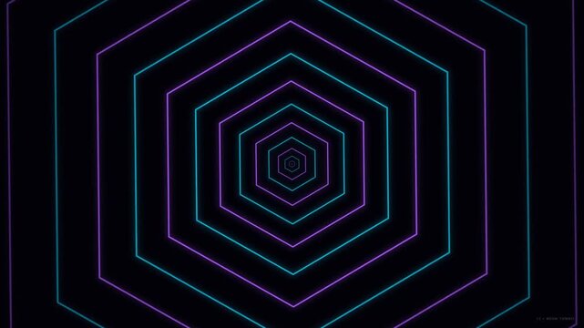 Neon Tunnel Aerial Drone View Slow Motion Panning With Vibrant Lights Futuristic Atmosphere Stock Video