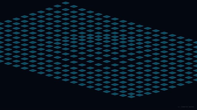 Digital Isometric Matrix Animation In Futuristic Tech Environment With Dynamic Camera Movement And Slow Motion Effect