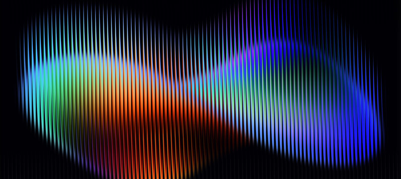 3d rendering, abstract light wave pattern with vibrant spectrum on black