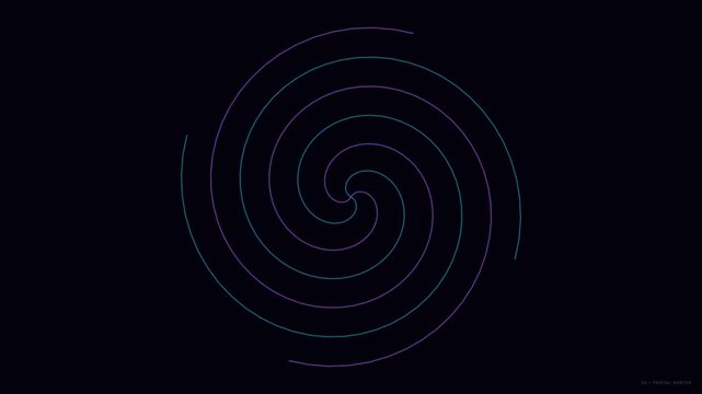 Cinematic Spiral Animation With Neon Lines In Dark Background For Motion Graphics And Visual Effects