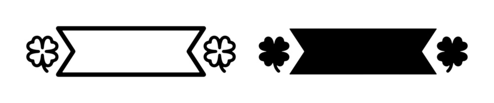 Lucky Clover Banner Templates, Irish Celebration Labels, St. Patrick's Day Design Elements, Festive Ribbon Graphics, Black and White Decorative Accents