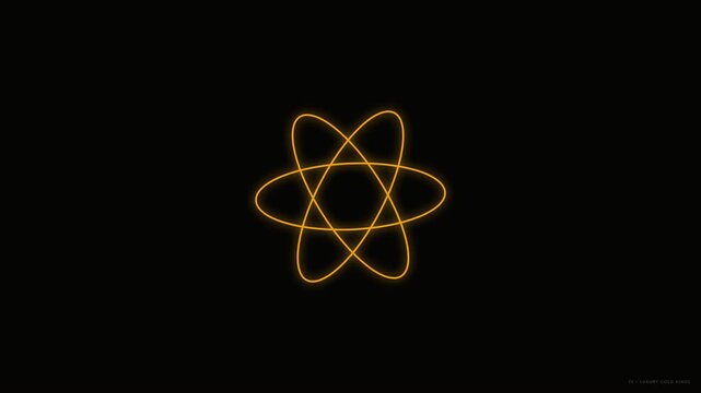 Cinematic 4K Motion Microstock Footage of Atom Model with Camera Movement in Dark Background for Scientific Animation