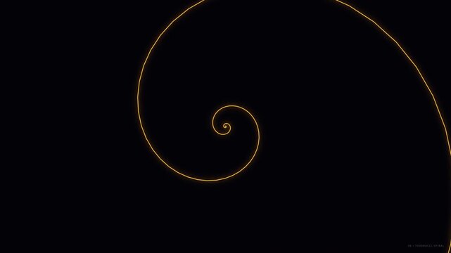 Fibonacci Spiral Animation In Dark Background With Neon Light Effect And Cinematic Motion Blur For Stock Video