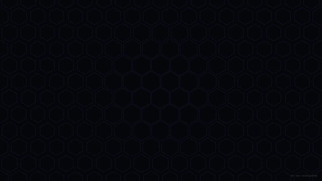 Aerial Drone View Motion Microstock Footage Of Hexagonal Pattern In Dark Blue Environment With Slow Pan Camera Movement For Technology Backgrounds