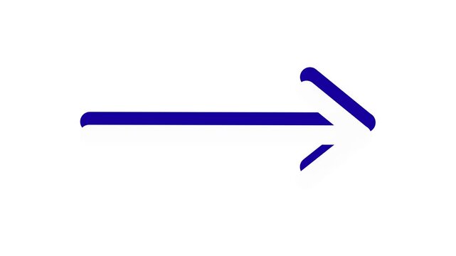Pointing 3D blue arrow animation video on a white background
