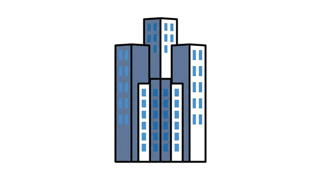 Minimalist gedung pencakar langit illustration in blue and white