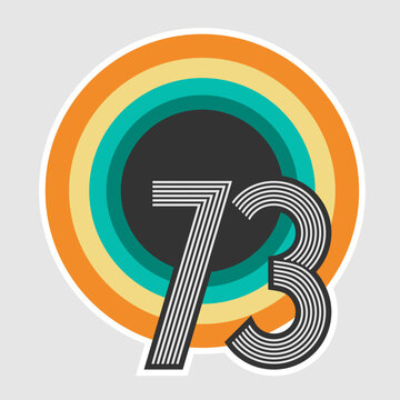 Colorful Retro Circular Number Seventy Three. Vector illustration