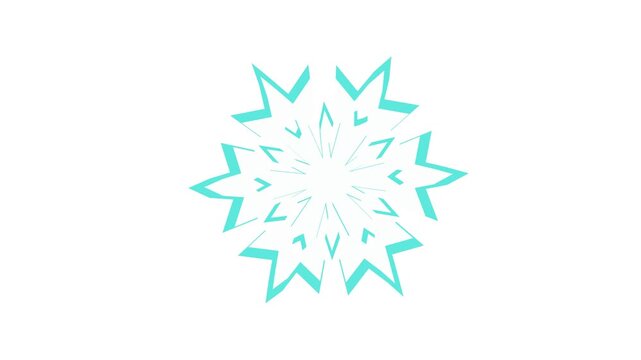 Simple snowflake animation video on a white background