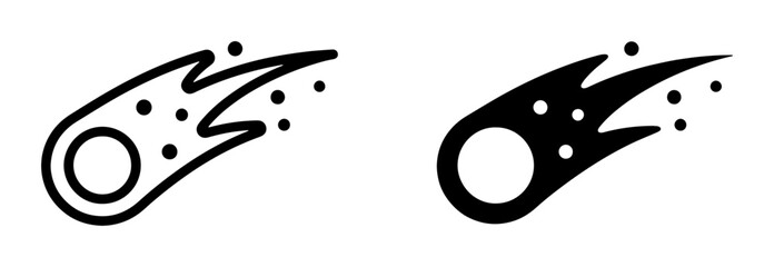 Comet Icon Set, Celestial Meteor Graphics, Space Astronomy Symbols, Cosmic Event Illustrations, Vector Art for Science and Discovery © Sabed