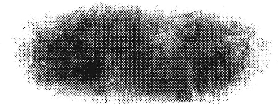Distressed black dots dotted texture effect - halftone gradient, distressed halftone gradient with grunge fade, isolated on transparent or white background png