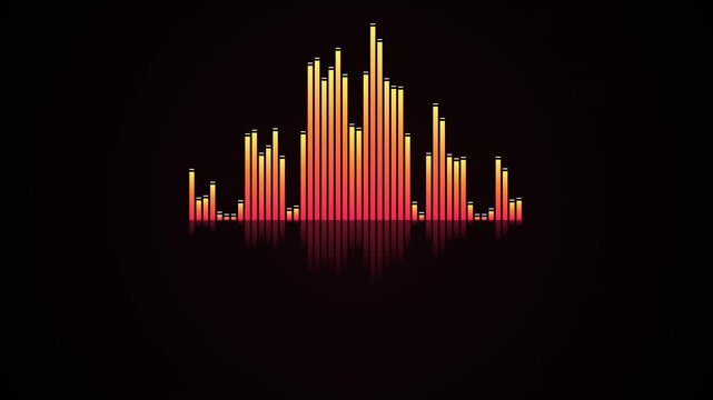 Stock Video Footage Aerial Drone View Slow Motion Panning Digital Equalizer Animation In Dark Background Cinematic 4K Footage