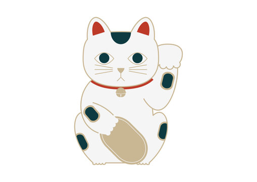レトロモダンな招き猫のイラスト