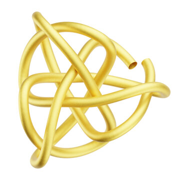 Gold metallic knot sculpture abstract geometric form