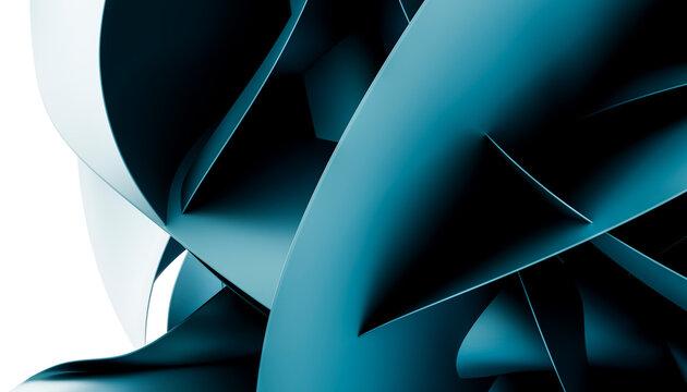 Abstract blue smooth curved 3d shapes in modern design