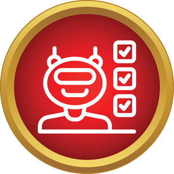 Chatbot robot checking completing an artificial intelligence checklist status