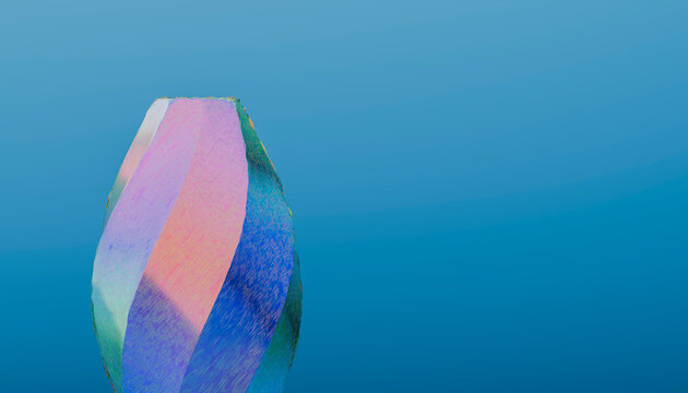 Iridescent polished stone with multicolor reflective surface