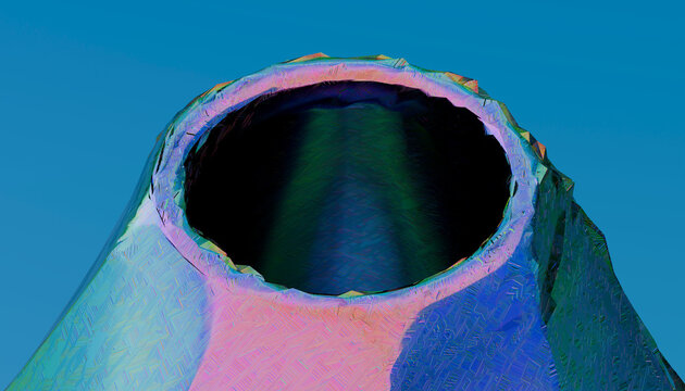 Close-up of round steel pipe end with textured metallic surface
