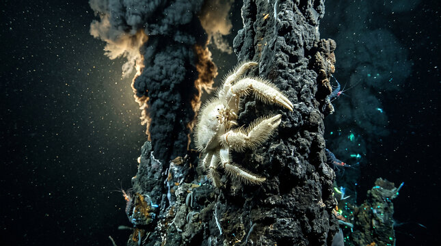 Yeti Crab at a Deep Ocean Hydrothermal Vent