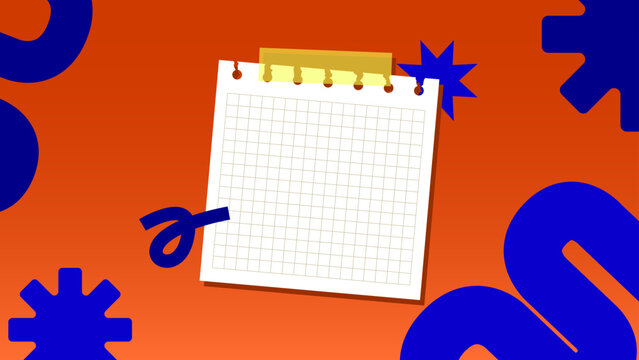 Minimalist paper torn with unique vector elements. Note paper with tape that stock on the gradient orange background. Ideal for sale banners, posters, social media posts, and promotional design.