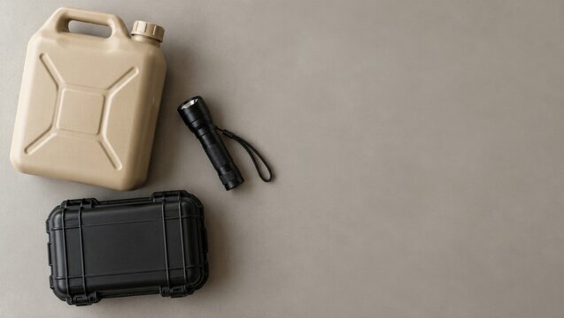 Emergency Supplies with Jerry Can Flashlight and Protective Case