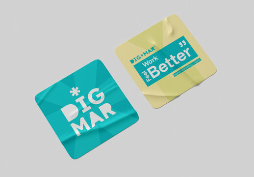 Square Sticker Mockup
