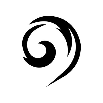 Black and White Swirl Spiral Abstract Logo Vector Illustration with Circular Shape, Symbol, Icon, Wave Pattern and Decorative Modern Design Element