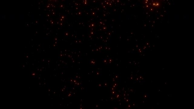 Golden Embers and Glowing Fire Particles Falling Against Black Background