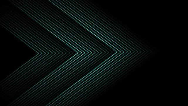 Dotted chevron arrows background animated, Abstract dark background with layered chevron arrows formed by dotted lines animation