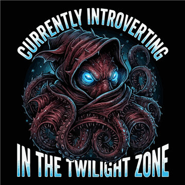 Currently Introverting In The Twilight Zone Funny Vampire Squid Cape Vector Design
