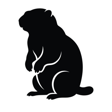 Christmas Day, Marmot silhouette vector illustration. Groundhog standing profile icon. Woodchuck wildlife animal shape. Black rodent graphic. isolated on White Background