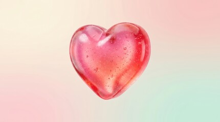 Fototapeta premium Translucent Gummy Heart Candy Floating in Mid-Air