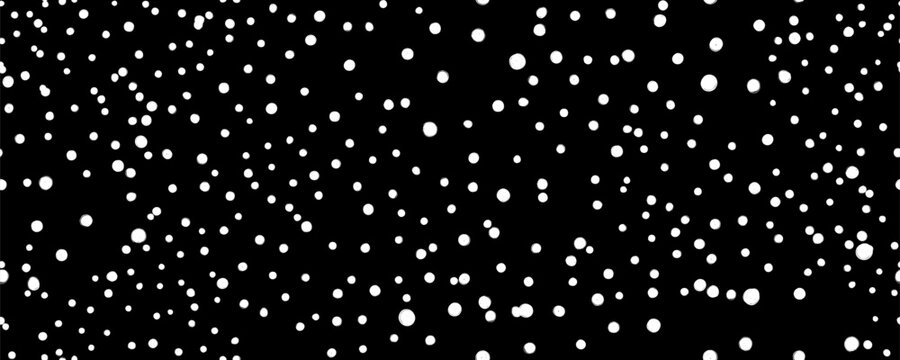 Seamless white polka dot pattern on black background with hand?drawn brush circle spots, irregular round polkadot repeat print, simple geometric fabric texture, vintage retro wallpaper vector backdrop