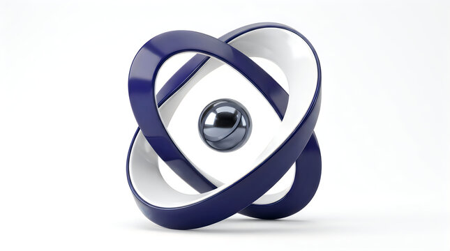 Intricate geometric knot structure with a reflective metallic sphere in the center