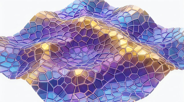 Intricate geometric tessellation with vibrant color gradients and complex polygonal patterns