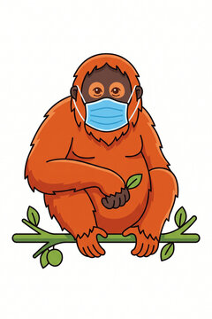 orang utan wearing mask