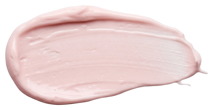 Glossy pink cream smear with brush-like streaks