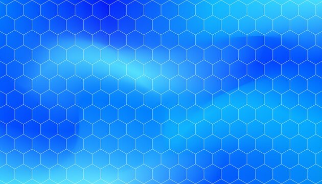 Modern blue gradient technology background with glowing hexagonal grid pattern overlay and subtle light waves