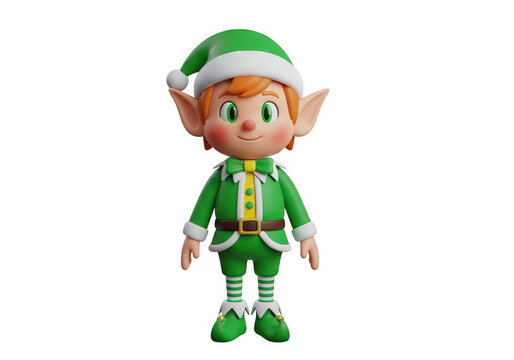 Cute cartoon Christmas elf character isolated on transparent background