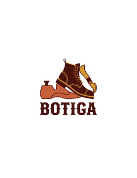 Vintage Handcrafted Boot Logo and Shoe Repair Service Emblem with Cobbler Tools and Artisanal Leather Footwear Design for Professional Branding