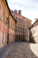 Fototapeta premium In the streets of Vilnius old town in early September in Vilnius in Lithuania
