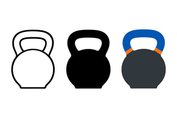 Fototapeta premium Black white and colorful kettlebell icons on white background.