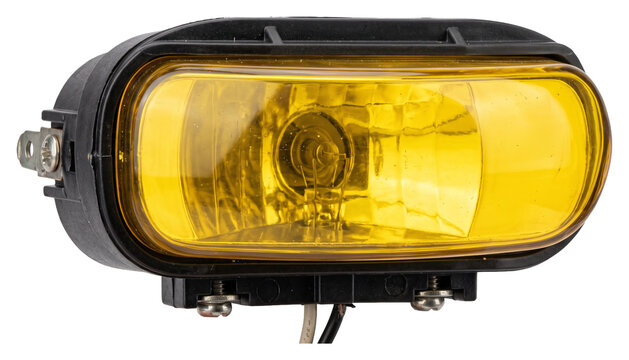 Rectangular amber auxiliary vehicle lamp with mounting hardware
